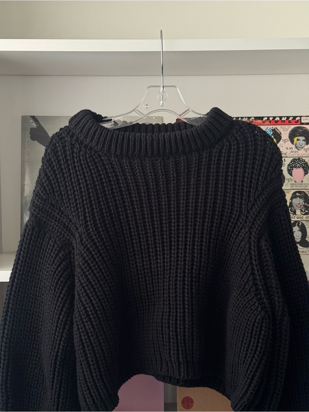 JAMES STREET CO Black Crop Cotton Lowe Sweater - Picture 3 of 5